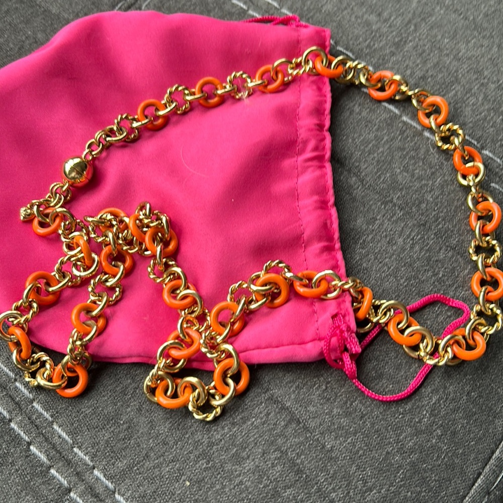 Juicy Couture Orange & Gold Chain Necklace